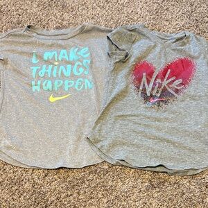 Nike Kids Gray Tees with Heart and Motivational Prints